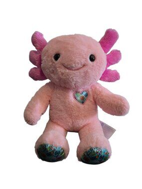 Build A Bear Pink Axolotl Plush Stuffed Animal BAB Smiley Face Salamander Toy